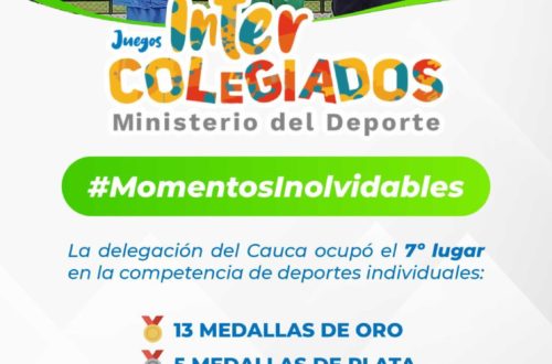 Es importante resaltar el increíble logro de nuestros deportistas del Cauca en la final nacional de los Juegos Intercolegiados 2022, con su esfuerzo y tenacidad obtuvieron numerosas medallas, dejando en alto el nombre de nuestro Departamento.