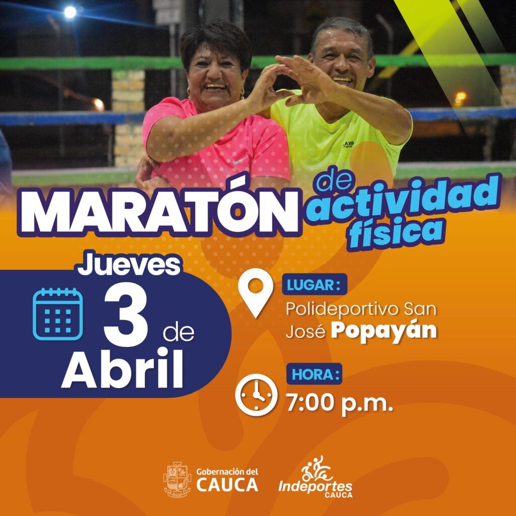 Imagen de invitacion a maraton de actividad fisica municipio de popayan.