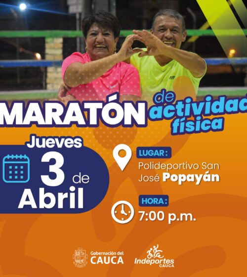 Imagen de invitacion a maraton de actividad fisica municipio de popayan.