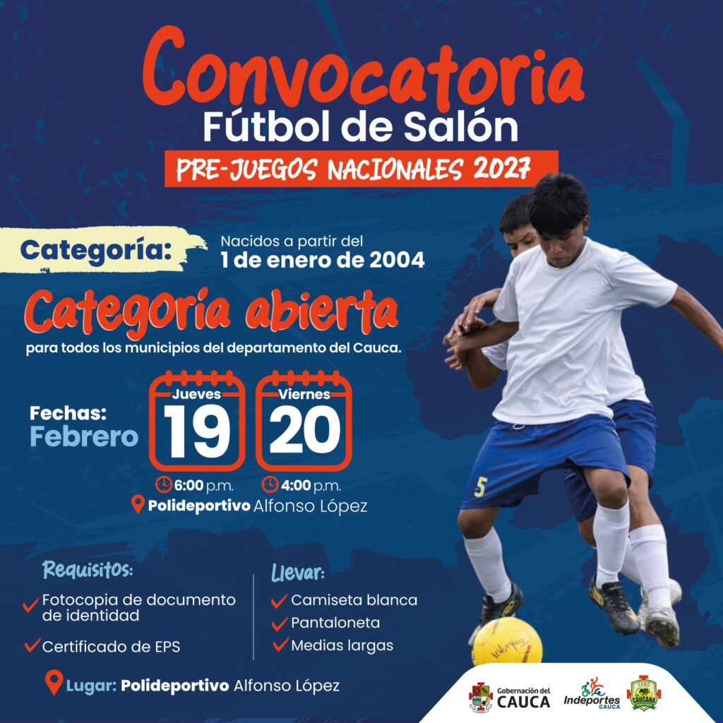 Convocatoria Futbol de Salon, 19-20 de febrero- Polideportivo Alfonso Lopez
