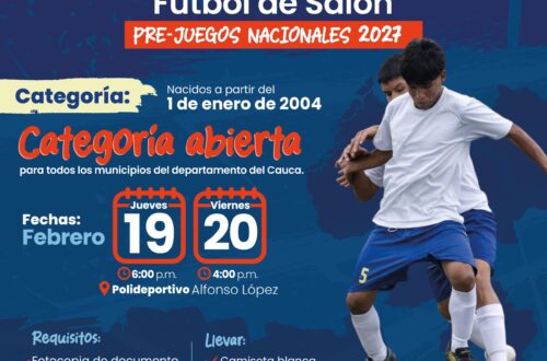 Convocatoria Futbol de Salon, 19-20 de febrero- Polideportivo Alfonso Lopez