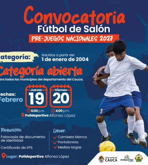 Convocatoria Futbol de Salon, 19-20 de febrero- Polideportivo Alfonso Lopez