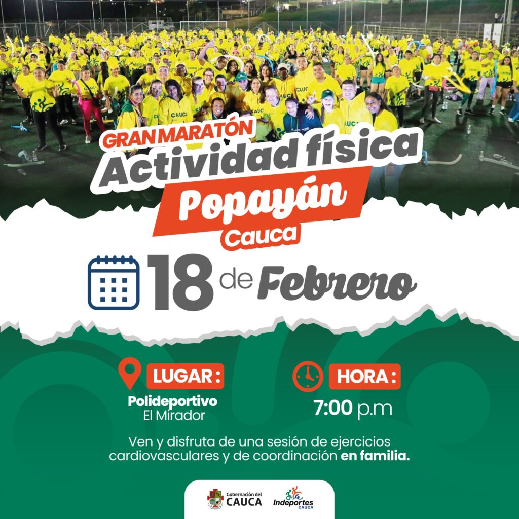 INVITACION A MARATON DE ACTIVIDAD FISICA POPAYAN