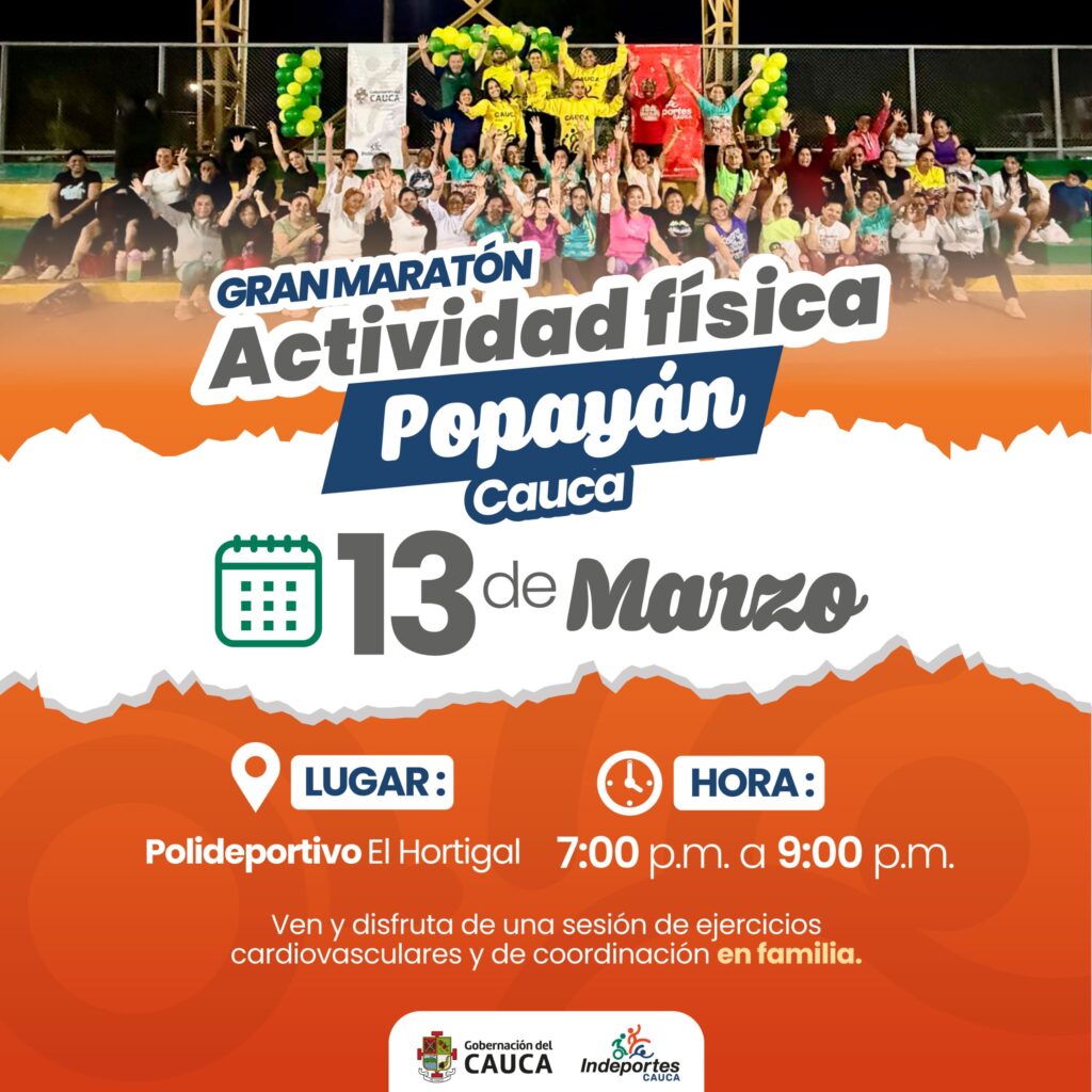 INVITACION A MARATON DE ACTIVIDAD FISICA POPAYAN