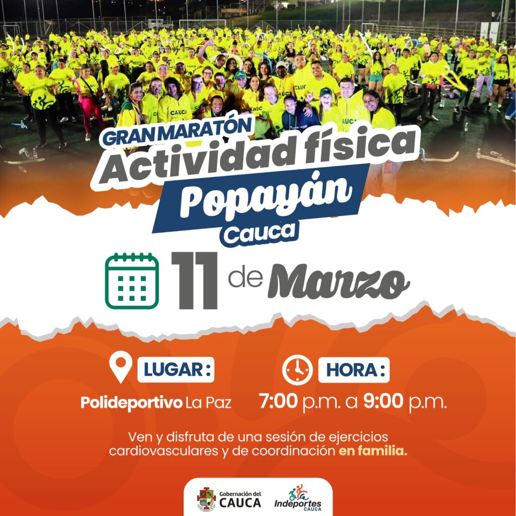 INVITACION A MARATON DE ACTIVIDAD FISICA POPAYAN